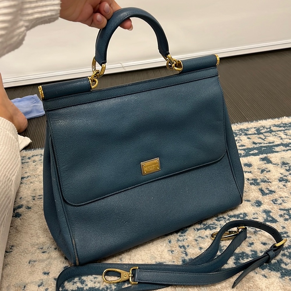 Dolce and Gabbana Sicily bag large size light blue used as school bag